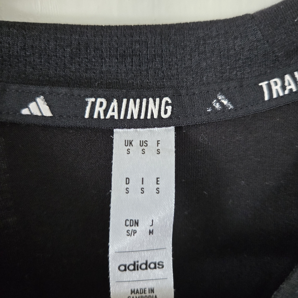 adidas Black Short Sleeve Crewneck Tee with White Logo - Picture 3 of 5